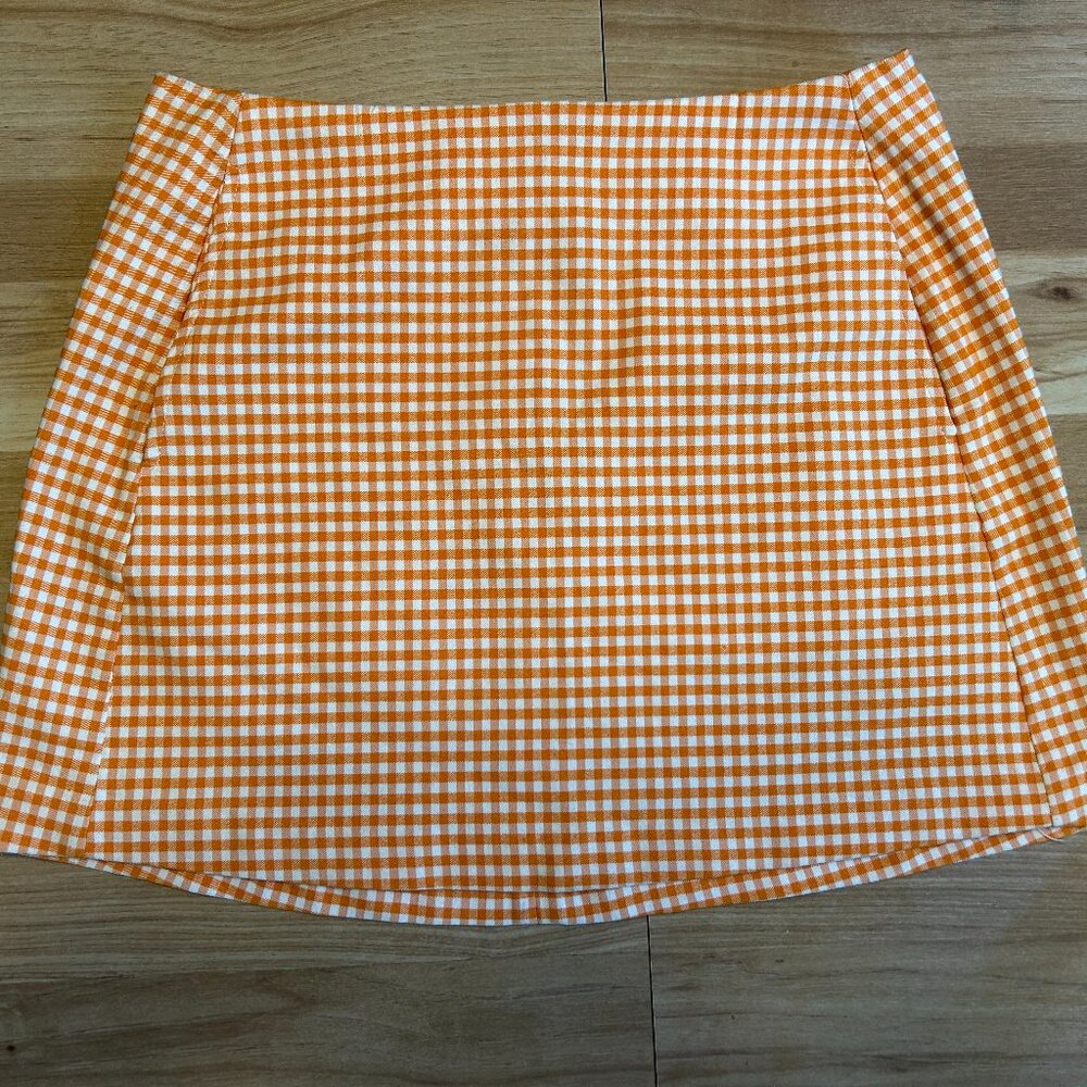 Orange Gingham Mini Skirt